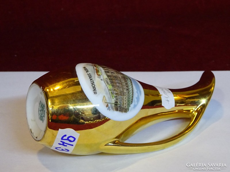 GEROLD Osztrák porcelán arany váza, Wien Staatsoper látképpel. Vanneki!