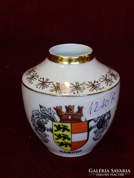 Ausztriai emlék váza, 6,5 cm magas, KARNTEn címerével. Vanneki!