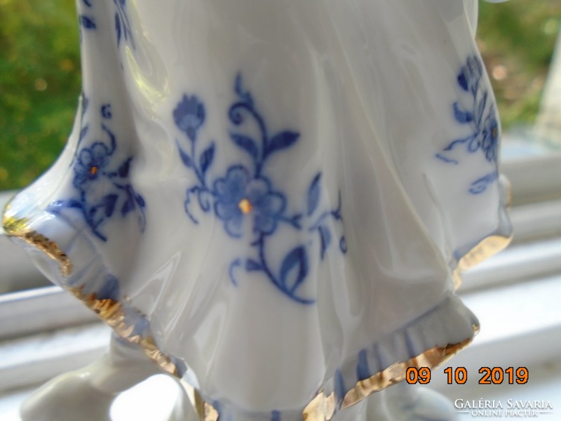 Barokk hölgy,kobaltkék arany Capodimonte porcelán