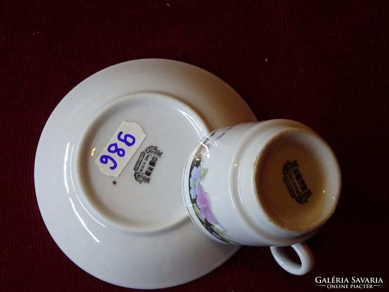 Chinese porcelain coffee cup + coaster. 6 pcs for sale together. He has!