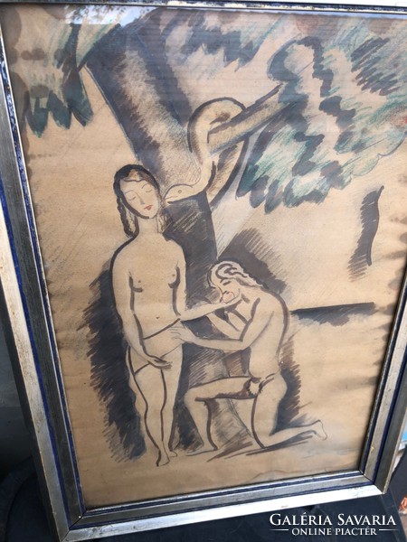 Ádám és Éva vegyes technika