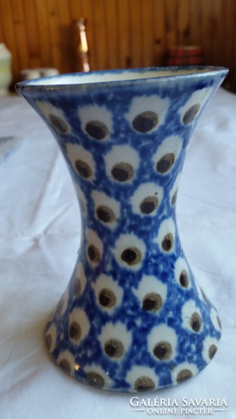 Retro  pápaszemes kék kerámia váza eladó!