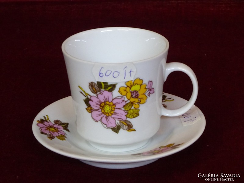 Alföldi porcelán kávéscsésze + alátét. Virág mintával, vitrin minőség. Vanneki!
