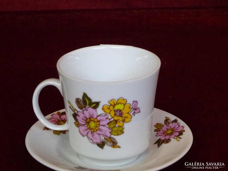 Alföldi porcelán kávéscsésze + alátét. Virág mintával, vitrin minőség. Vanneki!