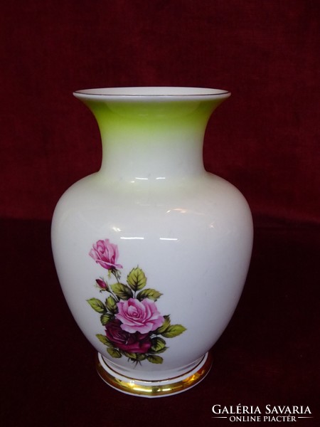 Hollóházi porcelán váza, rózsa mintával, 15 cm. magas. Vanneki!