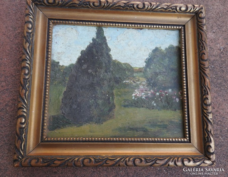 Antique painting - wood / oil landscape
