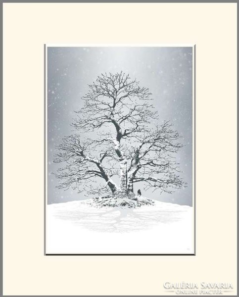 Moira risen: winter is approaching - north will not forget. Contemporary, signed fine art print, snowy landscape tree