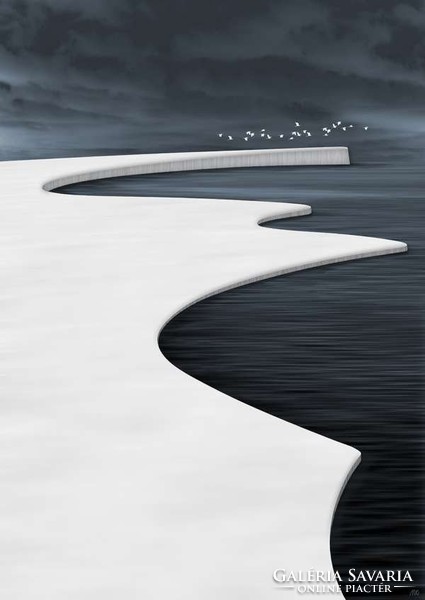 Moira Risen: Tél közeledik - Indulás Blackwaterből Kortárs, szignált fine art nyomat minimalista táj