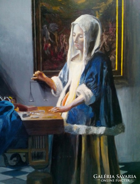 Jan Vermeer van Delft: Nő mérleggel 100000 Ft