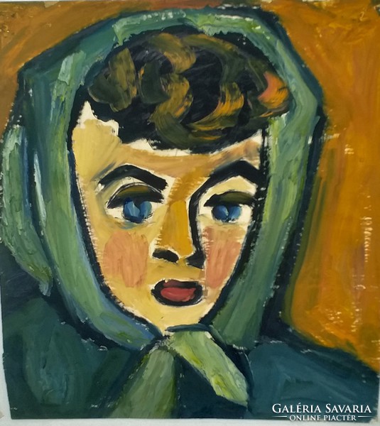 Miklós Németh (1934 - 2012): the woman in the green shawl (60s)