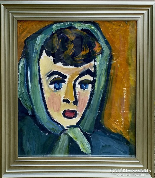 Miklós Németh (1934 - 2012): the woman in the green shawl (60s)