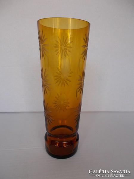 Antique amber Bieder glass vase, 26.5 cm