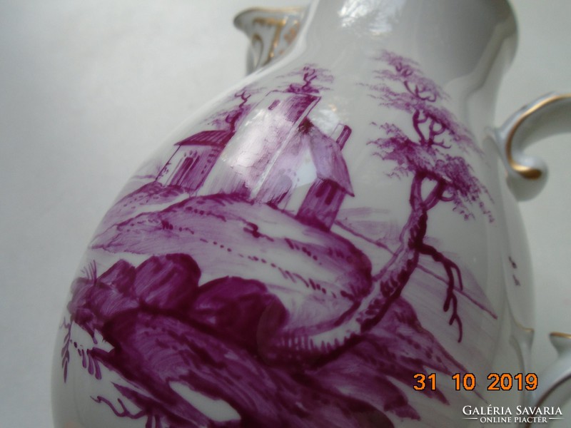 Pouring Höchst, purpur with unique hand painted landscape
