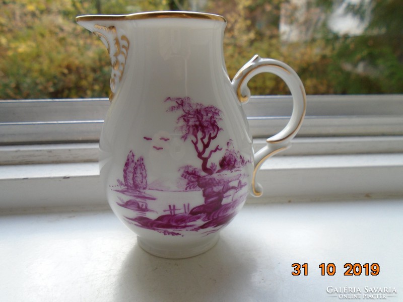 Höchst, purpur with unique hand painted landscape, cream pourer