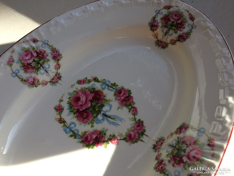 Rose garland oval bowl and plates