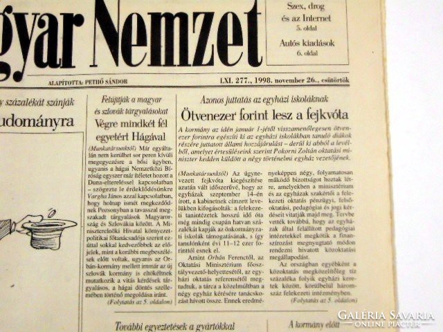 1998 11 26  /  A több pénz is kevés a tudományra  /  Magyar Nemzet  /  Szs.:  12126