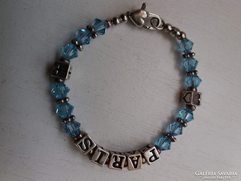 Small silver children's bracelet made of sparkling stones in good condition