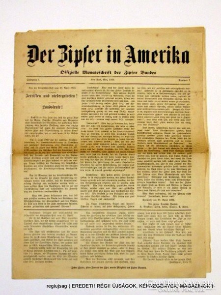 1921 május  /  DER BIPFER IN AMERIKA  /  regiujsag (EREDETI Külföldi újságok) Szs.:  12085