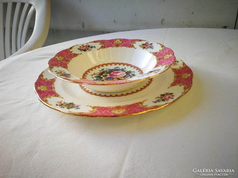 Ritka! Royal Albert Lady Carlyle  Angol szikrázó hófehér porcelán tányérok.1db.  mély és 1db lapos