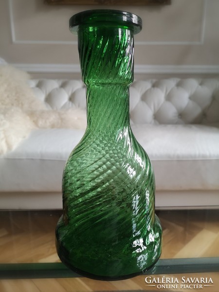 Smaragd zöld üveg palack 27 x 14 cm
