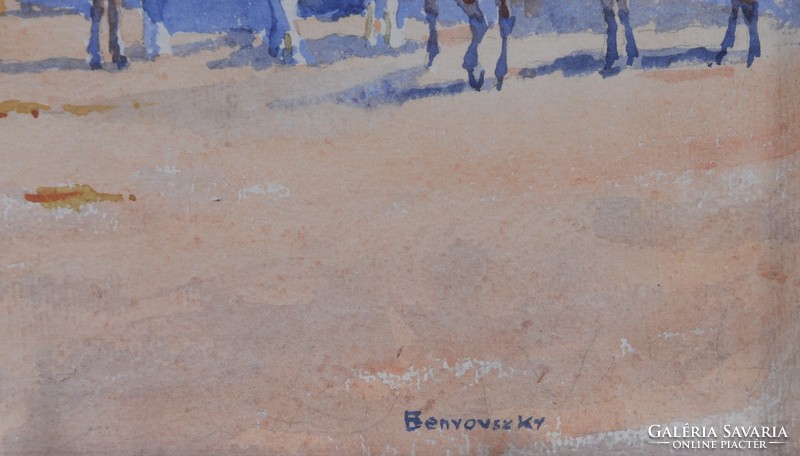 Benyovszky Istvánnak tulajdonítva (1898-1969): Csikós a ménessel, akvarell