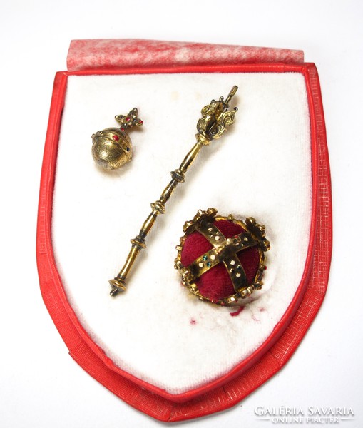 Gold-plated silver miniatures of Czech coronation jewels.
