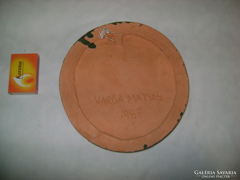 Mázas kerámia falidísz, falikép - Varga Mátyás 1987 - Katona József arcképe