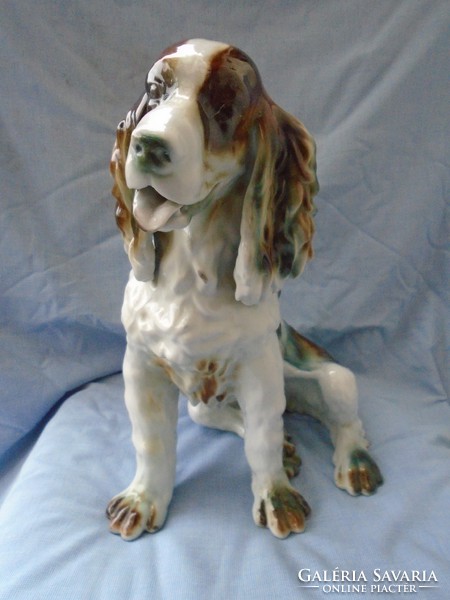 Szinte élethű méretű  angol Springer spániel kutya porcelán - jelzett