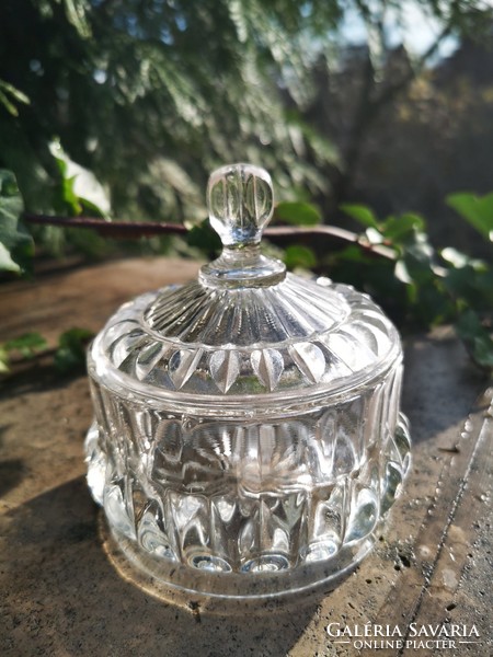 Crystal glass bonbonier with sugar bowl