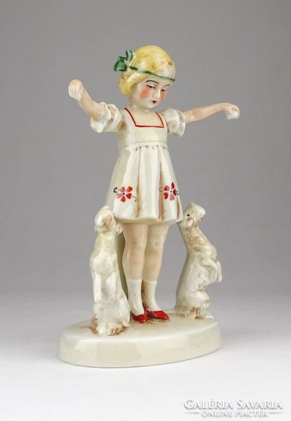 0Y445 Pitiző foxik német porcelán figura 14.5 cm