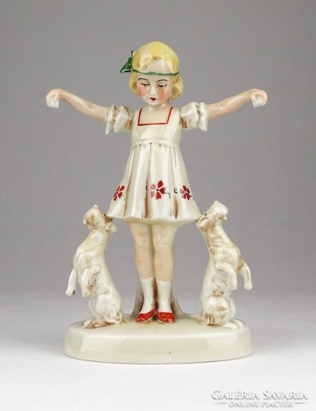 0Y445 Pitiző foxik német porcelán figura 14.5 cm