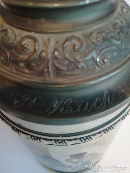 Tin lined painted beer cup circa 1860