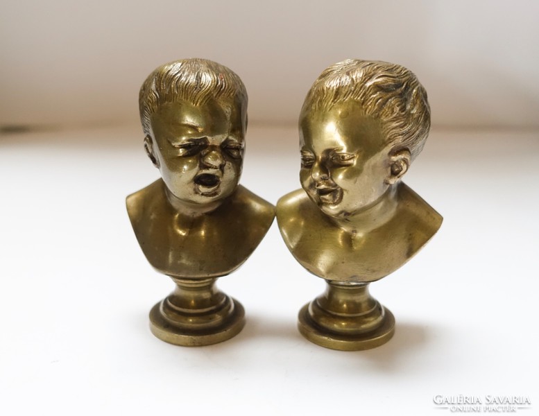 Nevető és síró kisgyerek,francia szobor pár.