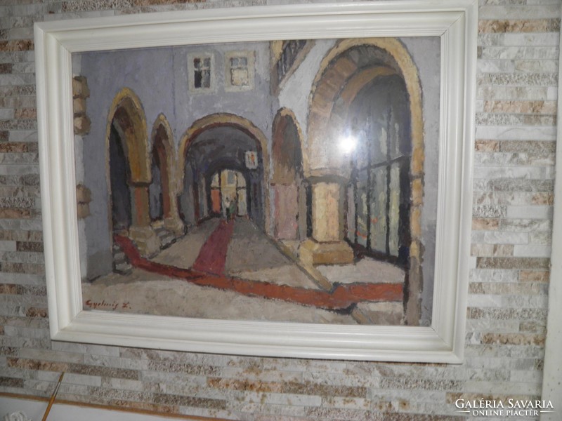 Oil painting by Luke: castle. Halberd / fall!