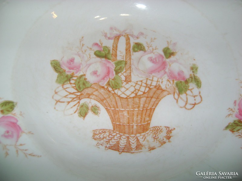 Régi, virág kosaras porcelán falitányér