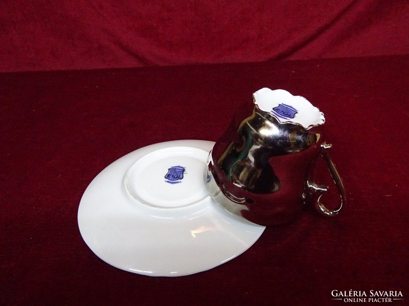 Eigl porcelain austria, teacup + placemat. 25. For wedding anniversary, silver color. He has!