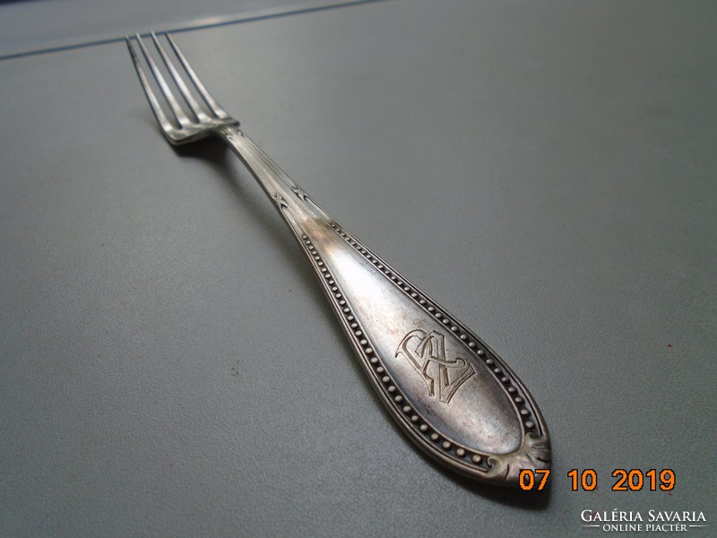 Antique embossed monogrammed silver-plated fork w&b 60 marked