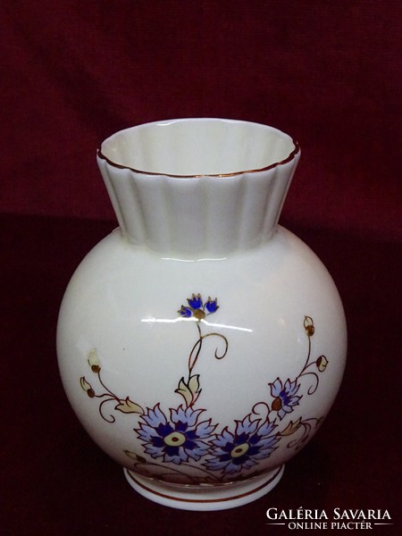 Zsolnay porcelán, búzavirágmintás váza, 12 cm magas. Vanneki!