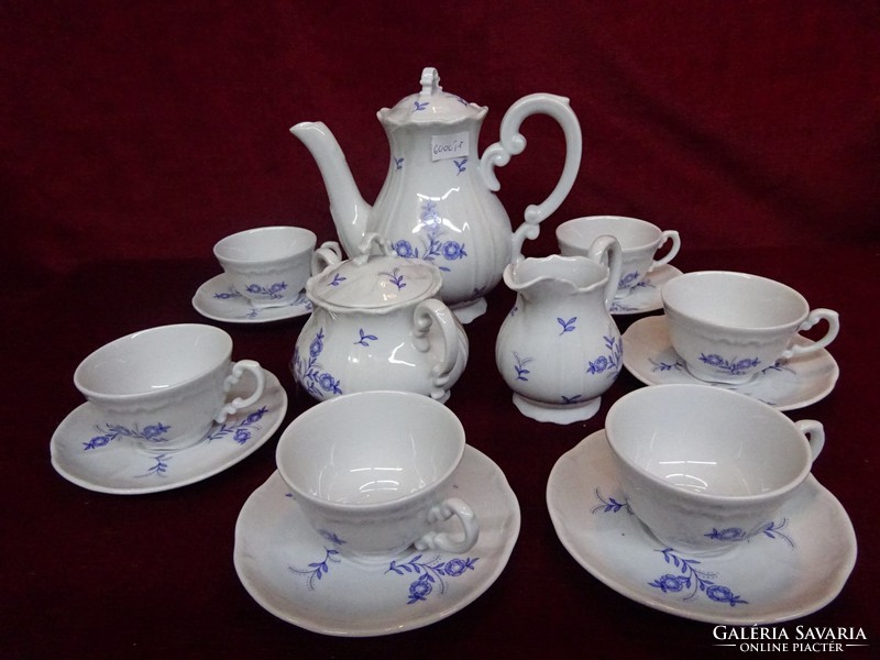 Zilina porcelain coffee set, 6 persons, with blue pattern, very rare piece. He has!