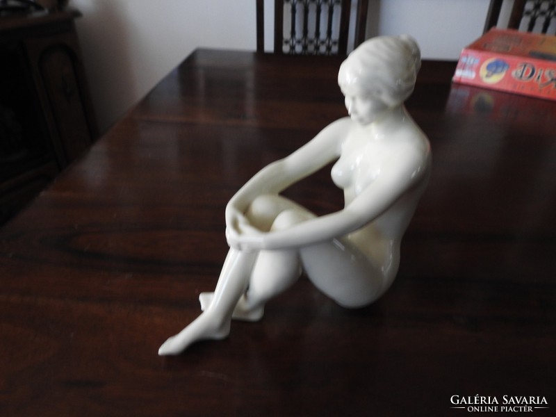 Old ivory-gloss very rare Raven House seated nude woman - nude