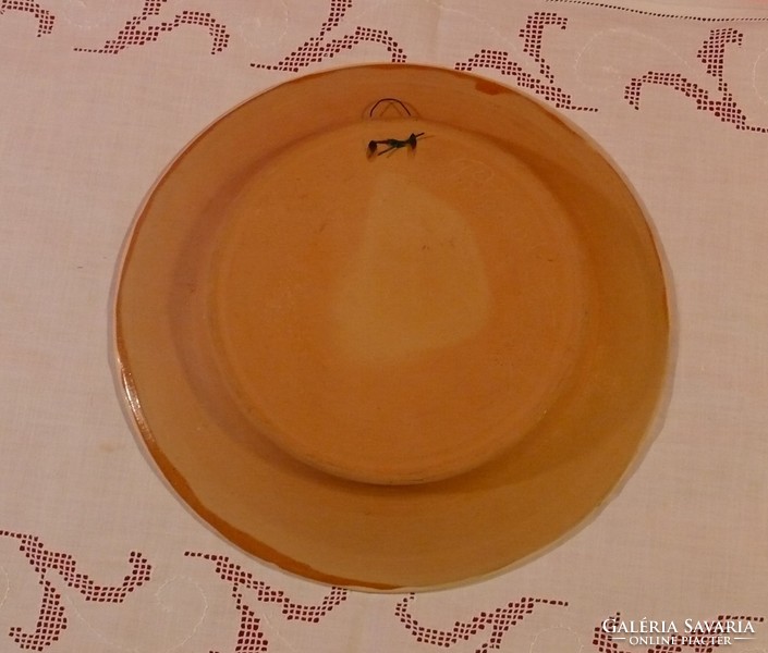 Mázas, festett, madaras tányér Patonai Ferenctől
