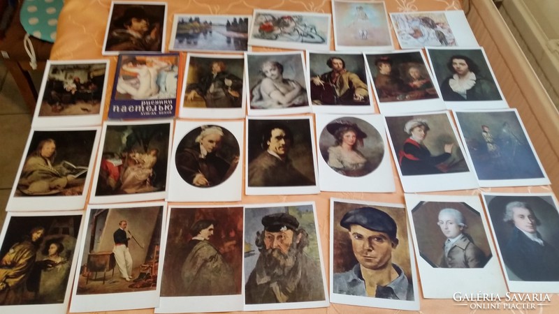 0T154 Régi 25 darabos, postatiszta festményekről képeslap mappa eladó