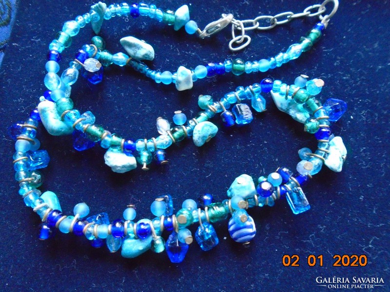 Handmade necklaces made of minerals and handmade glass beads