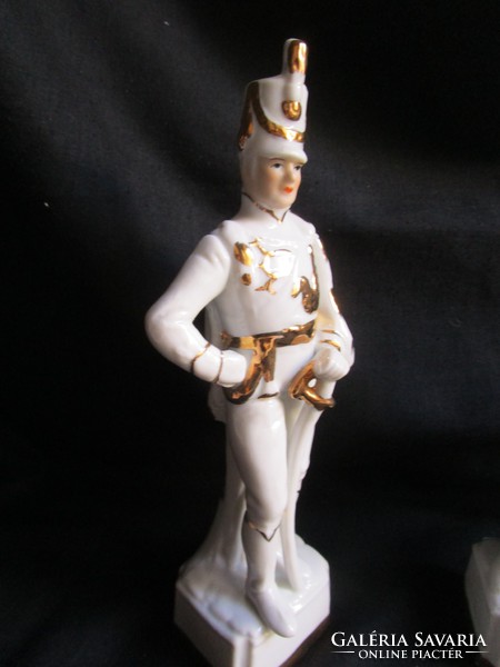 Old hand painted marked cdc rococo soldier general officer gilt porcelain group of 4 statues