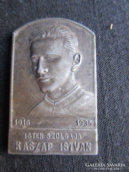 Venerable István Kaszap Hungarian Jesuit novice Servant of God relic memorial plaque 1935