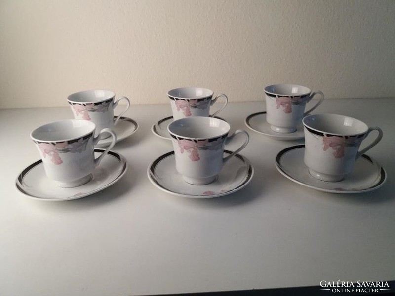 6 személyes szecessziós mintás teáscsésze + csészealj
