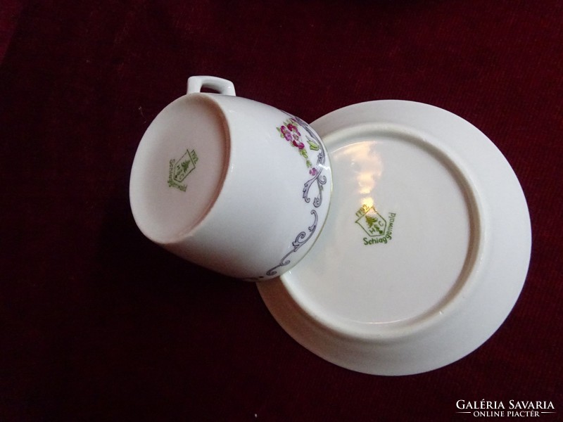 H & C --Schlaggenwald csehszlovák porcelán teáscsésze + alátét. Vanneki!