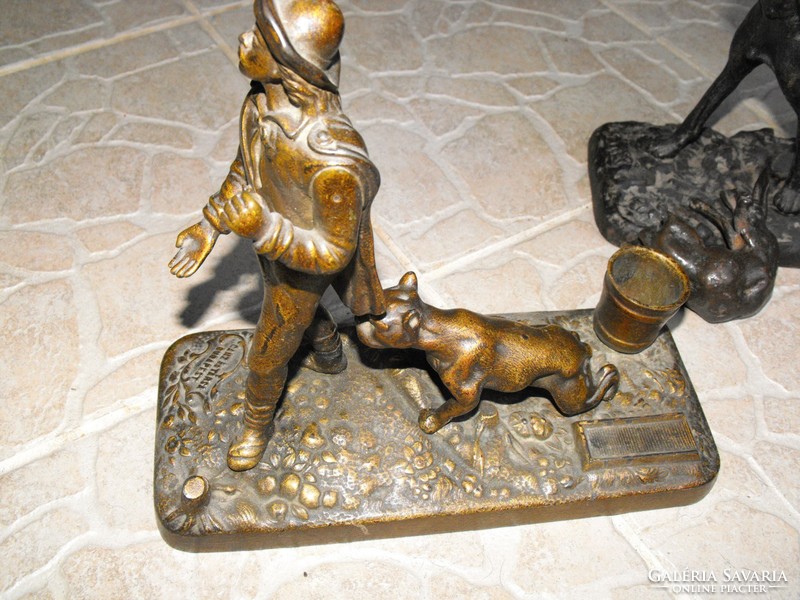 Ganz and tsa iron foundry 1850 original cast iron stray dog wandering candle holder statue from collection