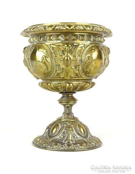 0Z066 Antik sárgaréz egyházi kupa 14.5 cm