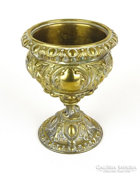 0Z066 Antik sárgaréz egyházi kupa 14.5 cm